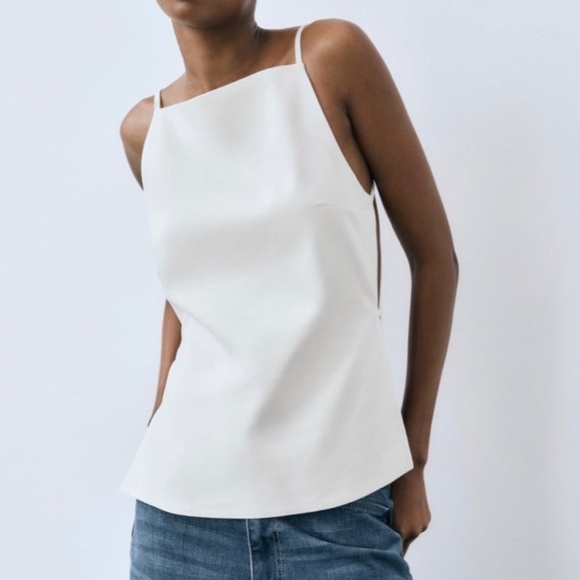 Zara Tops - ZARA Linen Blend Open Back Top - White